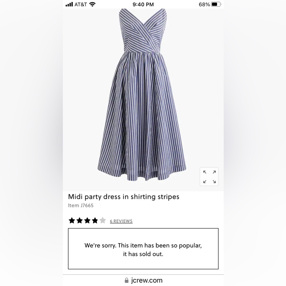 EUC J.Crew Midi party dress in shirting stripes